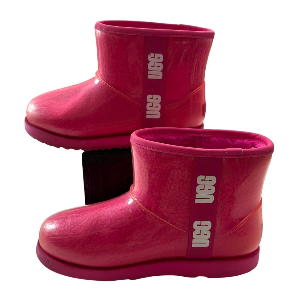 UGG Classic Clear Pink Mini Rain Waterproof Boot Womens Size 6 - Picture 3 of 16